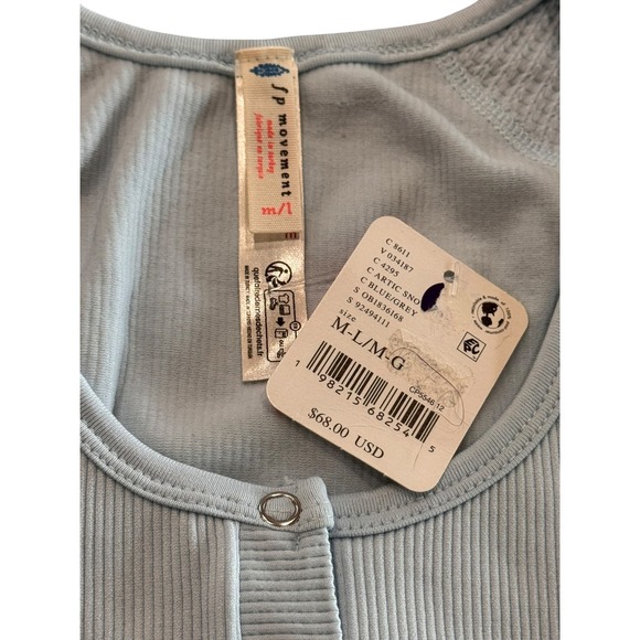 NWT Free People Movement Arctic Snow Thermal Long Sleeve Top M/L Blue - Picture 3 of 4
